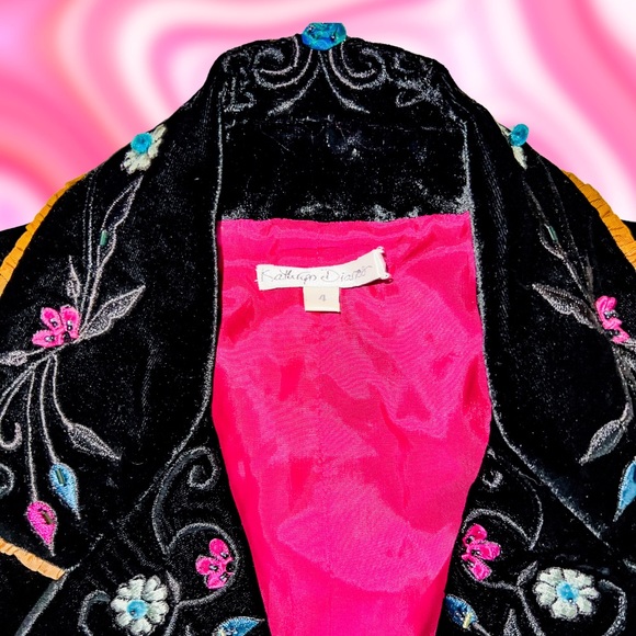 Vintage Floral Velvet Blazer ⚡️ Kathryn Dianos ⚡️ Size 4 ⚡️ 90s Vintage Designer - Picture 3 of 7